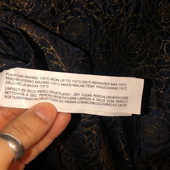 Zara Basic Blouse Blue & Gold Floral Dressy Top - Picture 6 of 9